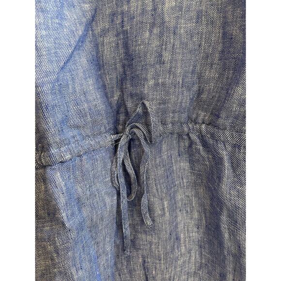 NWT $228 Joie Diega 100% Linen Blue Plaza‎ Mini Dress Small Casual Sleeveless - Picture 3 of 8